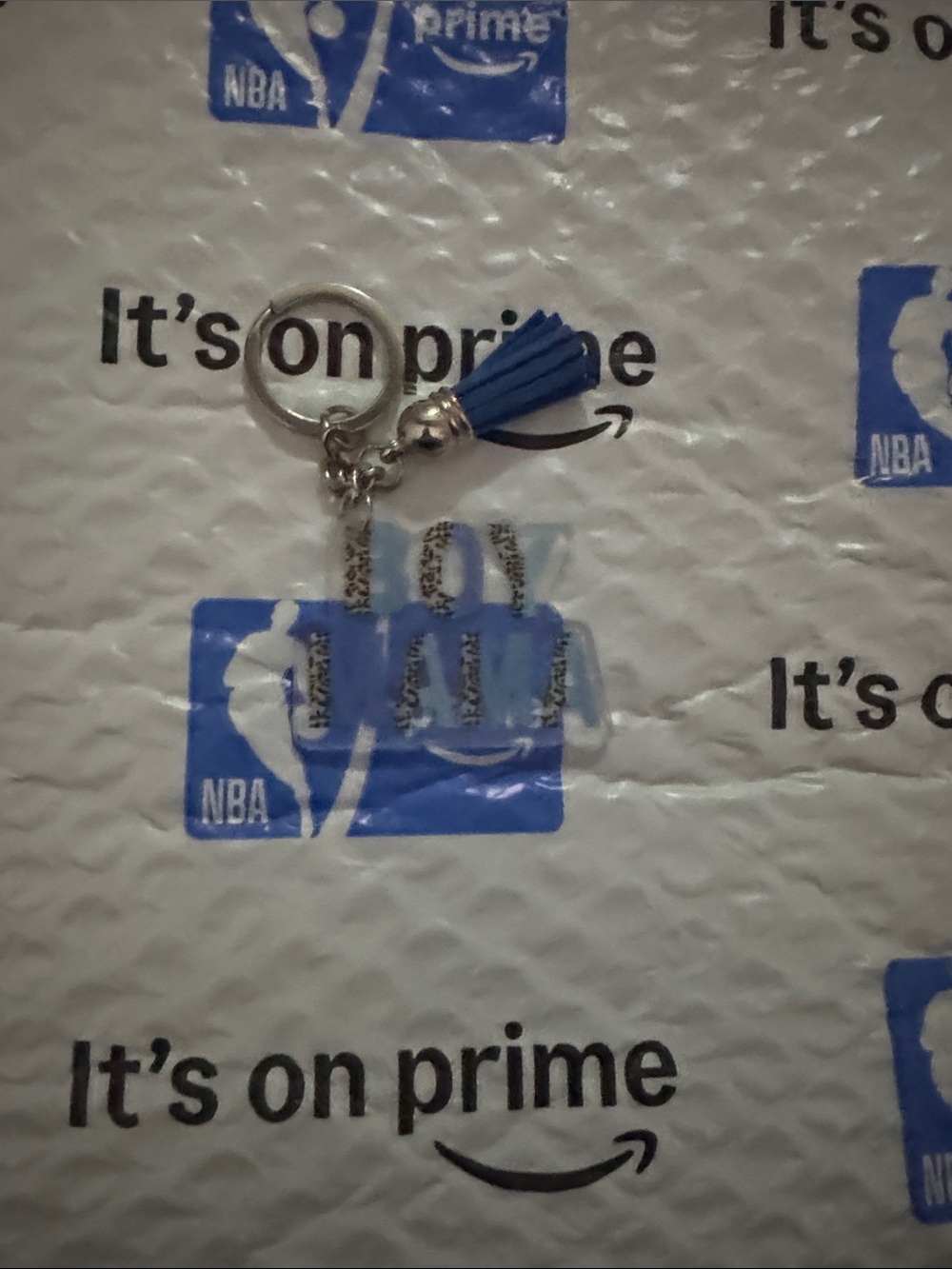 SHEIN Blue Tassel Silver Keychain Card Holder Charm